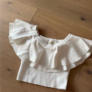 Pants store off shoulder white top